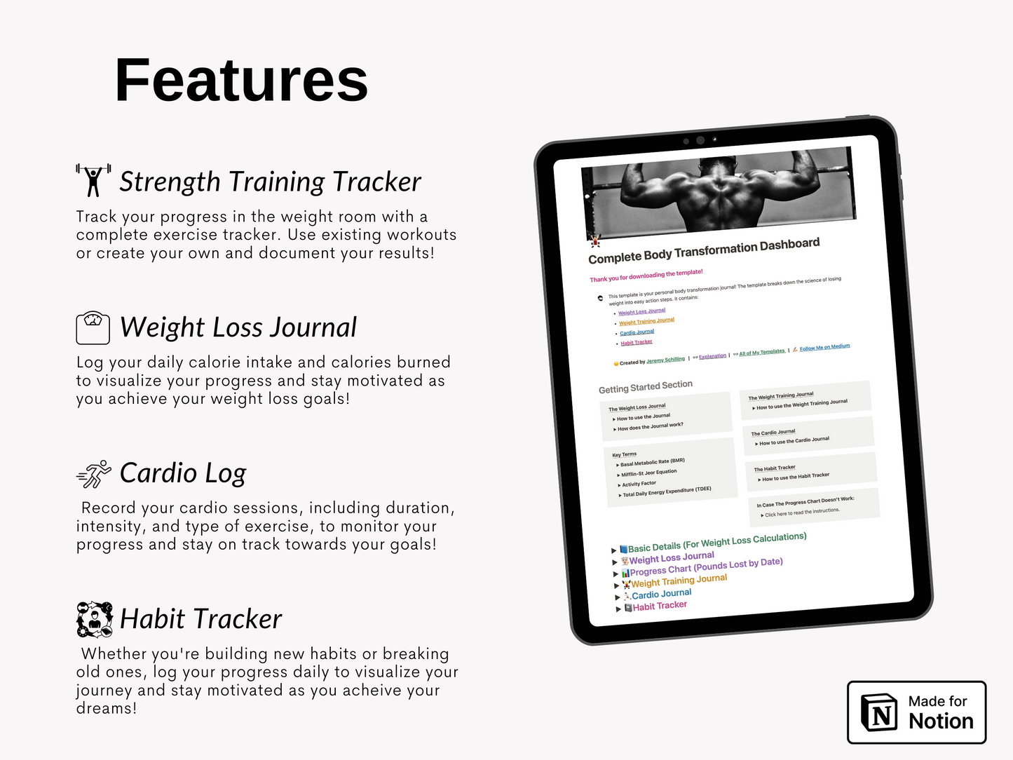 Notion Fitness Planner for Workout & Progress Tracking | Jeremy Notion