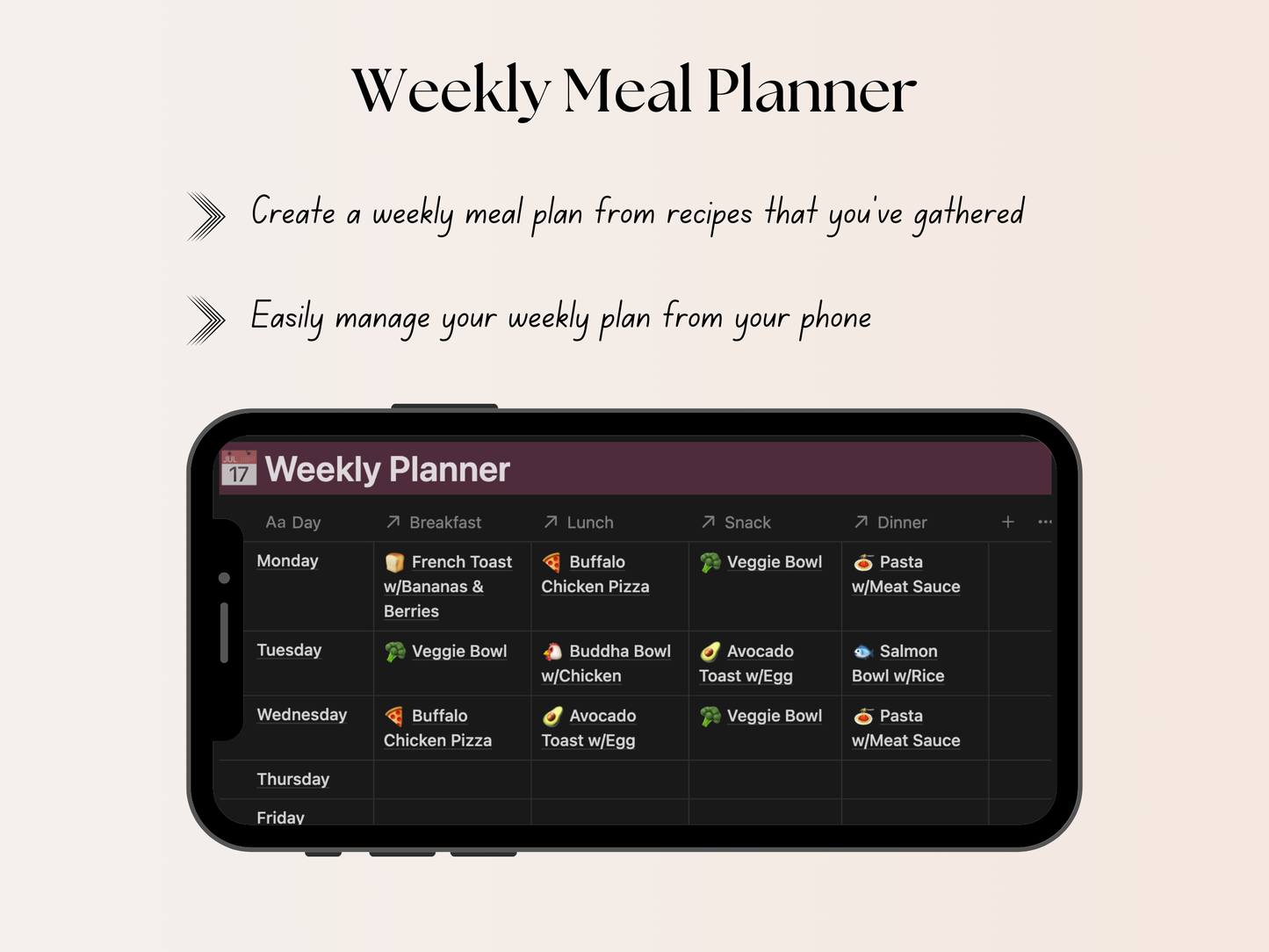 Meal Planning Notion Template for Easy Organization | Jeremy Notion