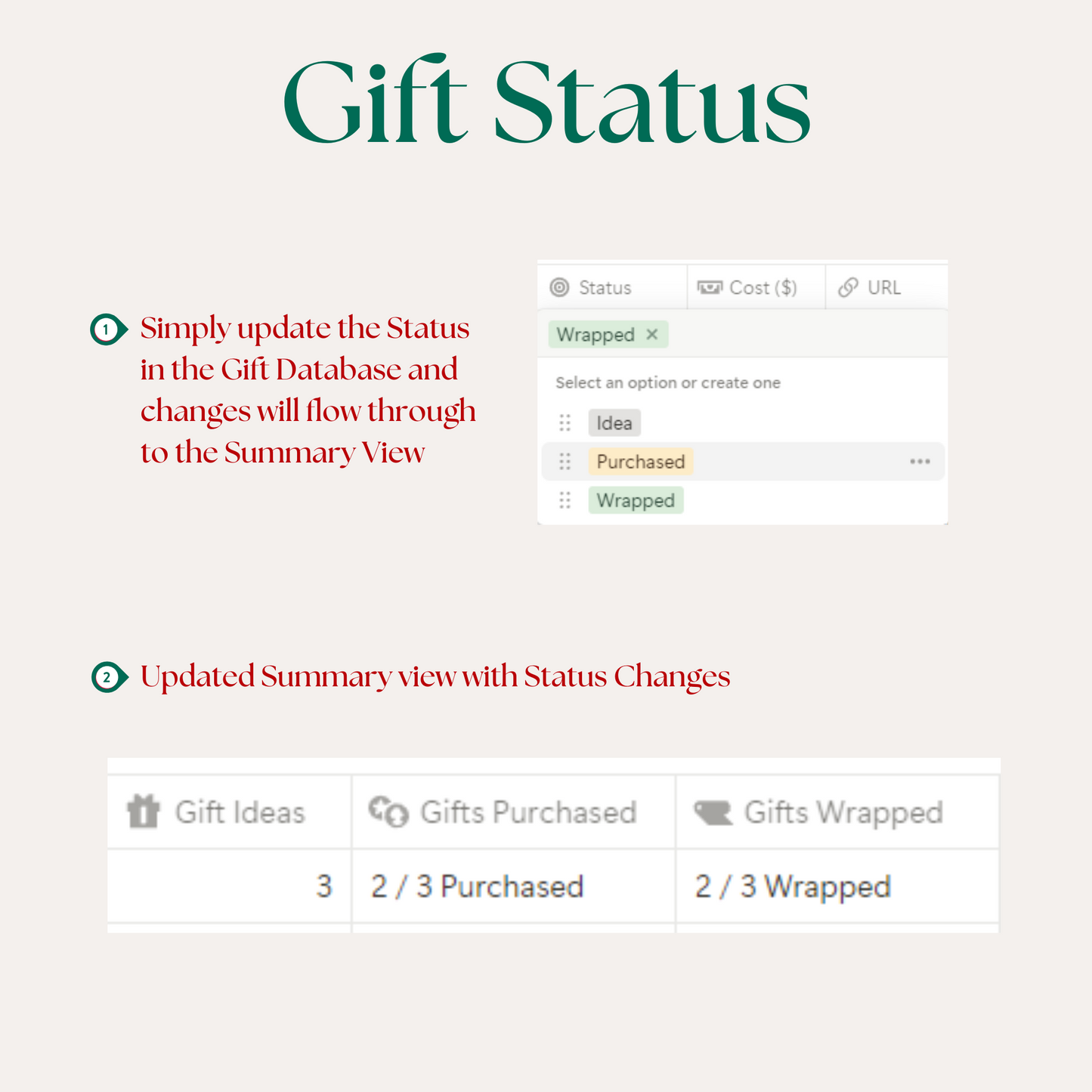 Simple Gift Tracker - Holiday Shopping Organizer | Jeremy Notion