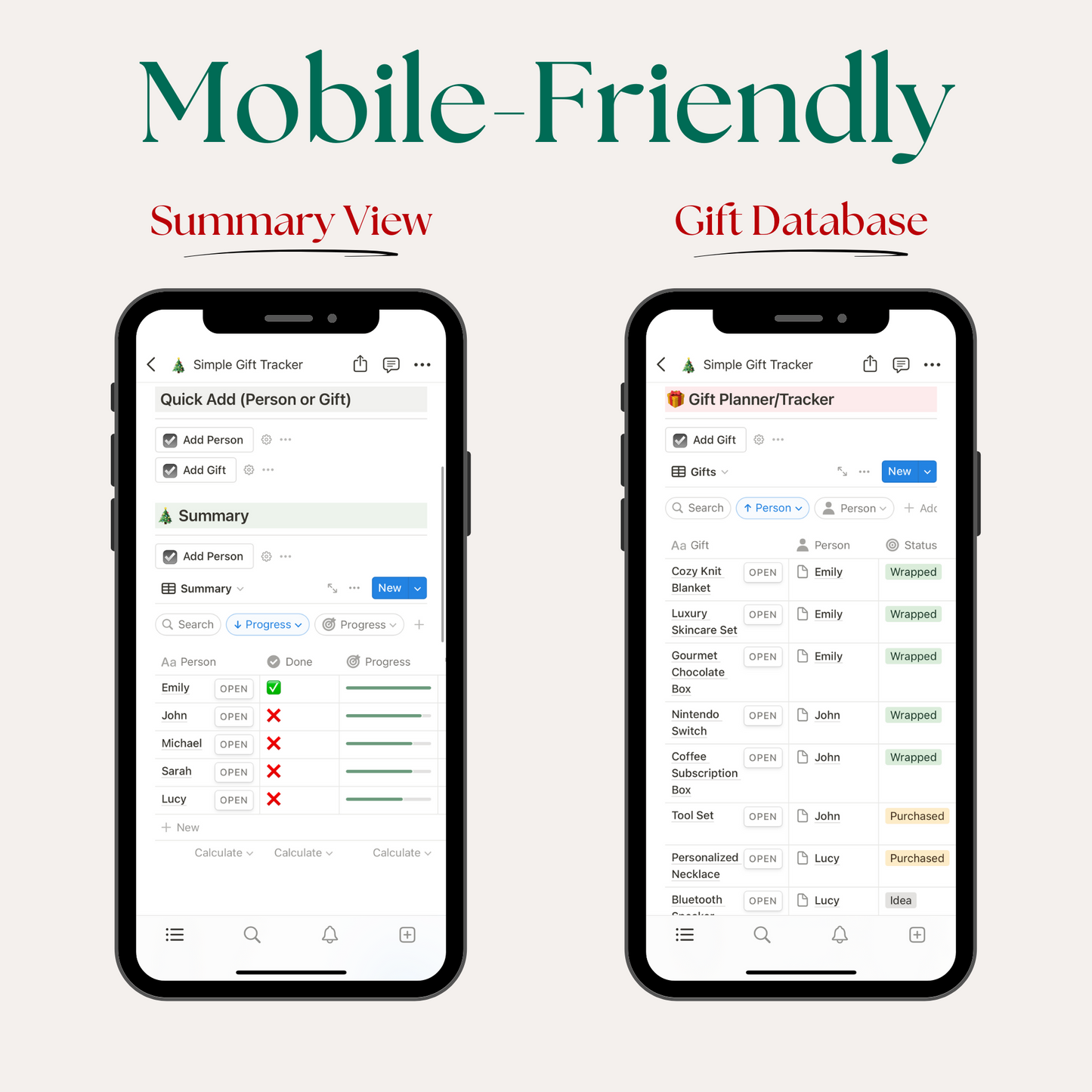 Simple Gift Tracker - Holiday Shopping Organizer | Jeremy Notion