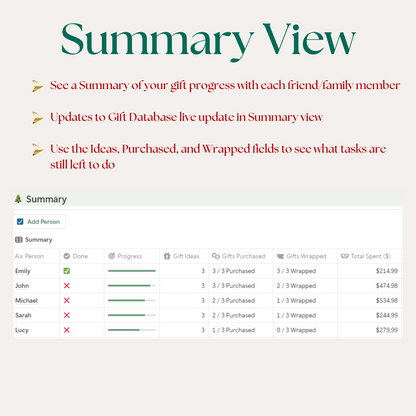 Simple Gift Tracker - Notion