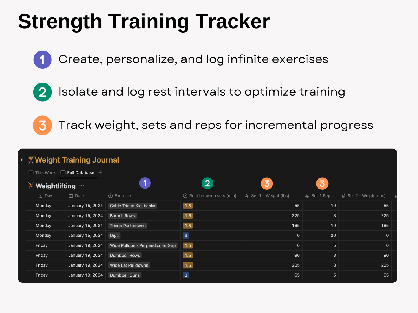 Notion Fitness Planner