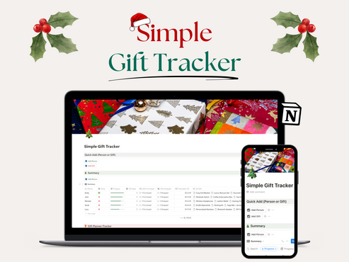 Simple Gift Tracker - Holiday Shopping Organizer | Jeremy Notion