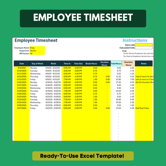 Employee Timesheet Template