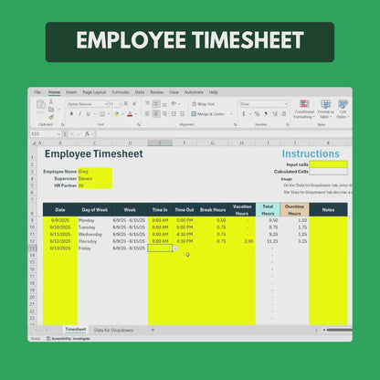 Employee Timesheet Template
